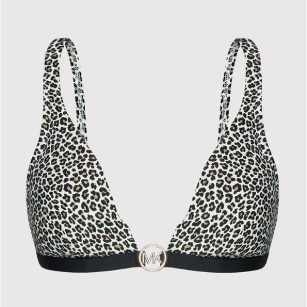 MICHAEL BY MICHAEL KORS ANIMAL-PRINT LOGO TRIANGLE BIKINI TOP